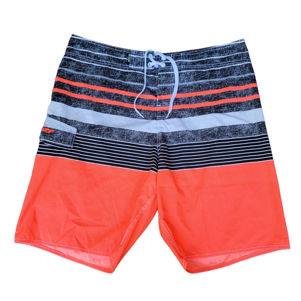 RS Surf Men’s Board Shorts Bright Neon Striped Quick Dry Size 40